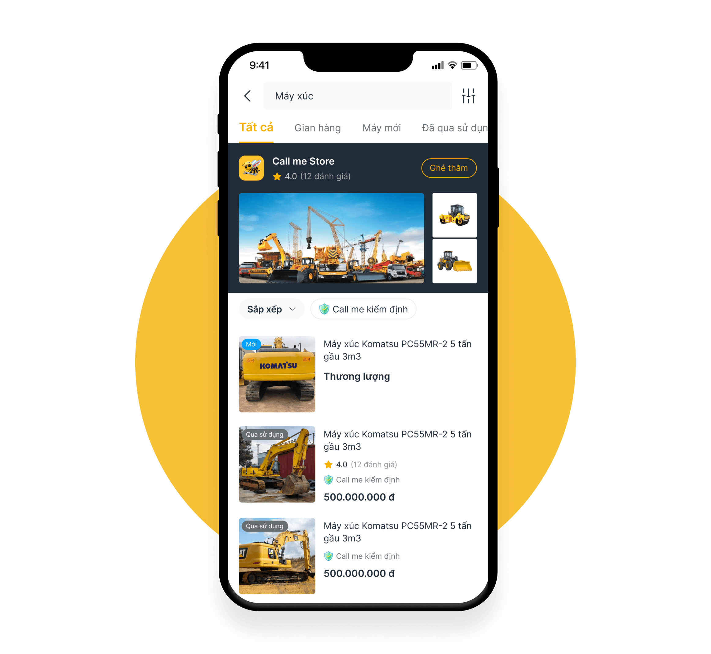 Cung cấp, mua bán máy công trình, linh kiện , xe ngay trên ứng dụng